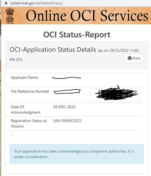 OCI Renewal Status
