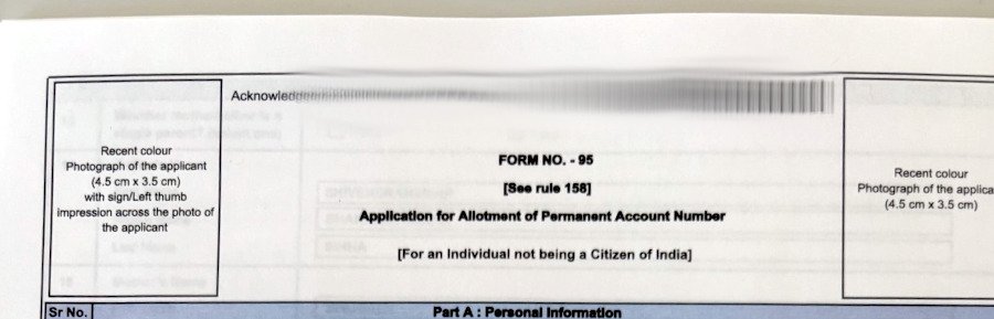 New PAN Card Form 95 photo size — 4.5cm x 3.5cm